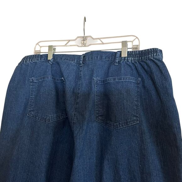 Ruby Rd. Cropped Denim Pants 22W Dark Wash Elastic Waist Pockets Casual Comfort - Picture 5 of 6
